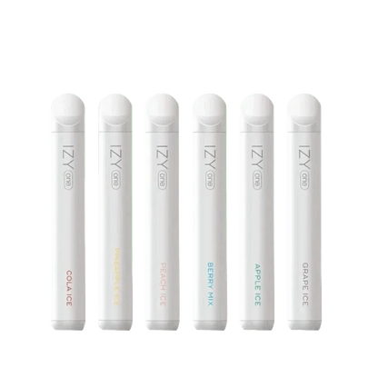 Verschiedene Izy One Vape-Aromen aufgereiht, bereit, dein Dampferlebnis zu bereichern!