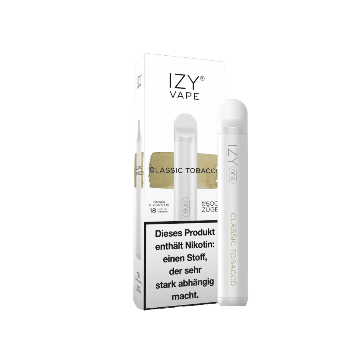 Izy Vape Izy One - Classic Tobacco (Tabak) 1.8% Einweg-Vape - EAN 3858893403418 - von vape-dealer.de