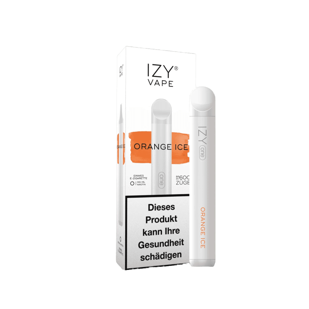 Izy One Orange Ice Vape Pen mit erfrischendem Orangen-Menthol-Geschmack. Perfekt für fruchtige Erfrischung an heißen Tagen.