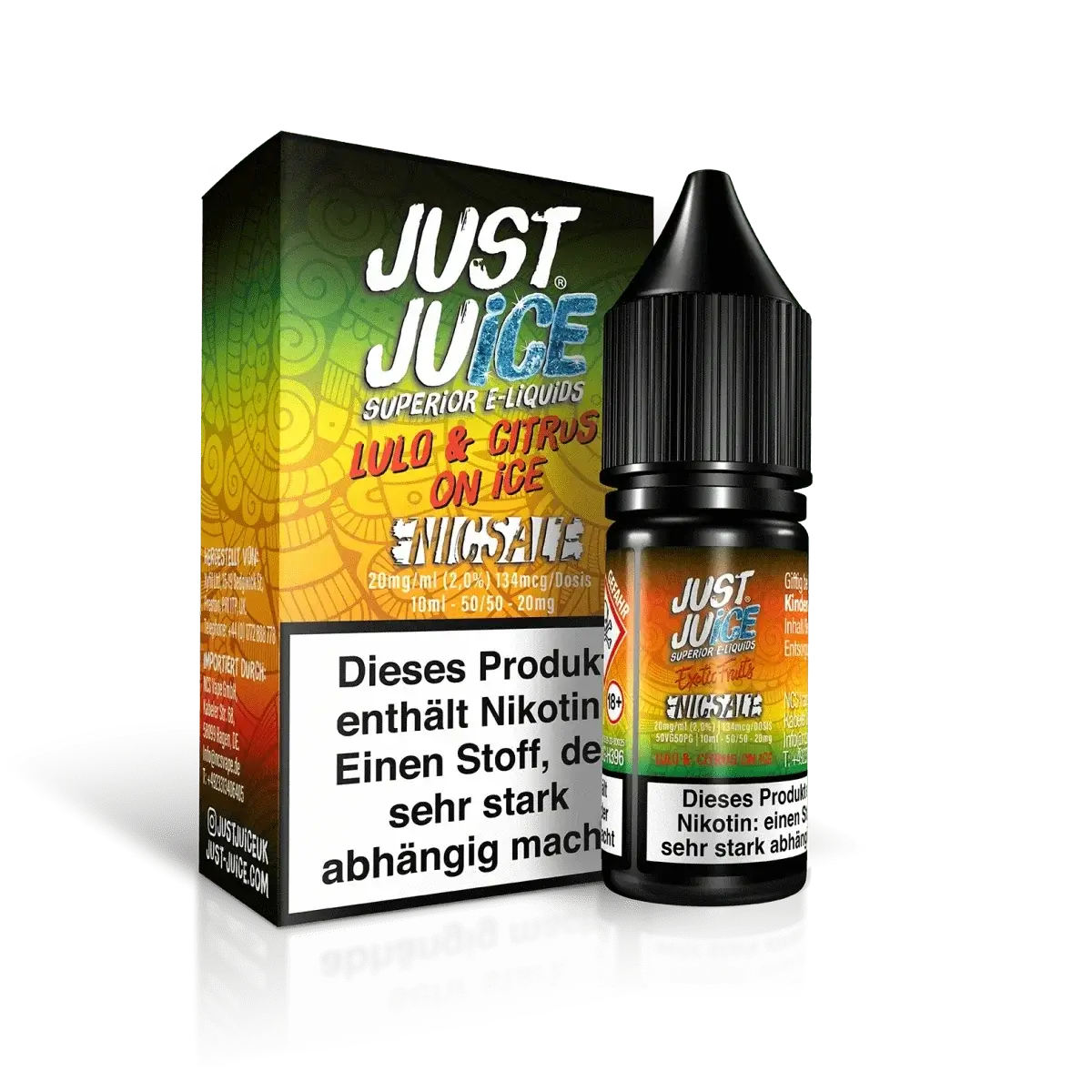 Just Juice Lulo Citrus on Ice - exotische Quitorange, Zitrone und Minze für ein erfrischendes Dampferlebnis.