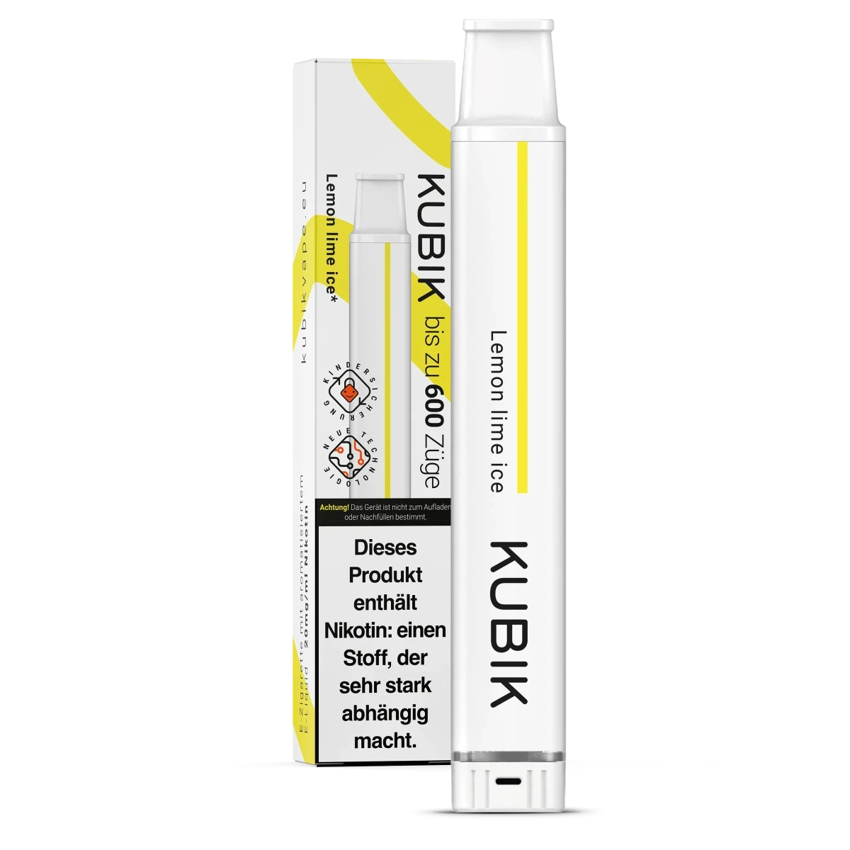 Kubik Lemon Lime Ice Vape Pen mit erfrischendem Zitronen-Menthol-Geschmack, ideal für eine belebende Vaping-Erfahrung.