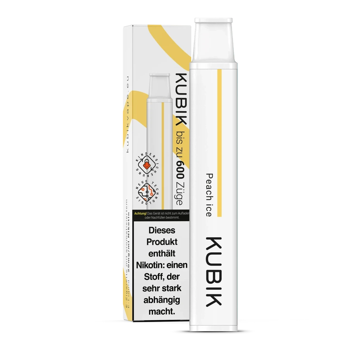 Kubik Peach Ice Vape - Erlebe den süßen Pfirsichgeschmack mit einem Hauch Menthol, ideal für den sommerlichen Genuss.