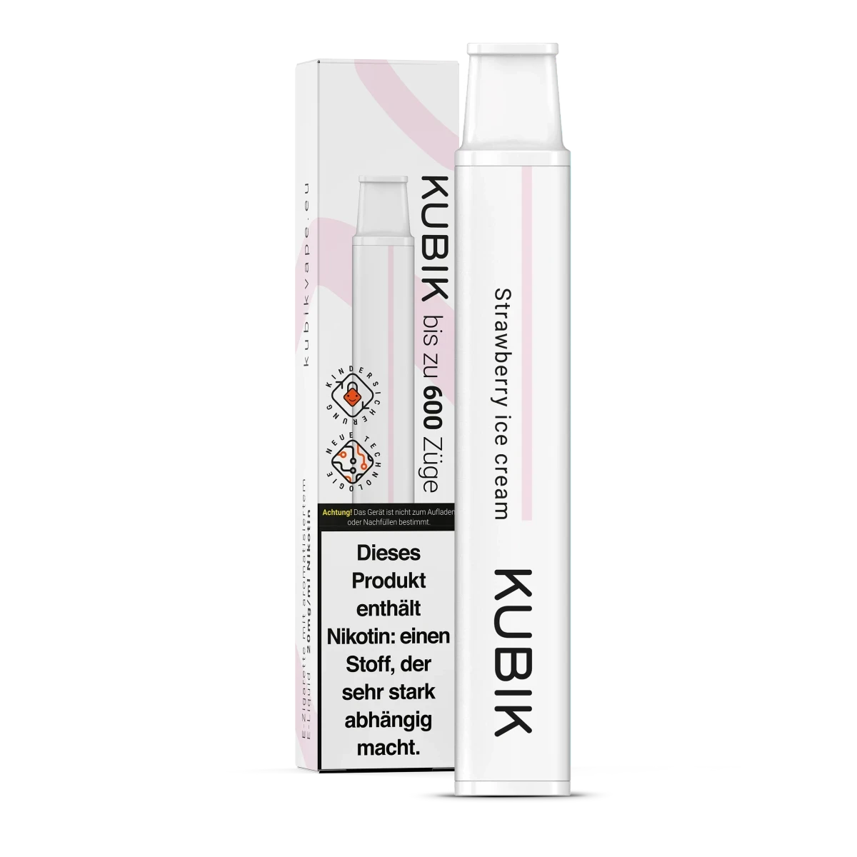 Kubik Strawberry Ice Cream Einweg E-Zigarette, süßes Erdbeereis-Aroma für dein genussvolles Vaping-Erlebnis.