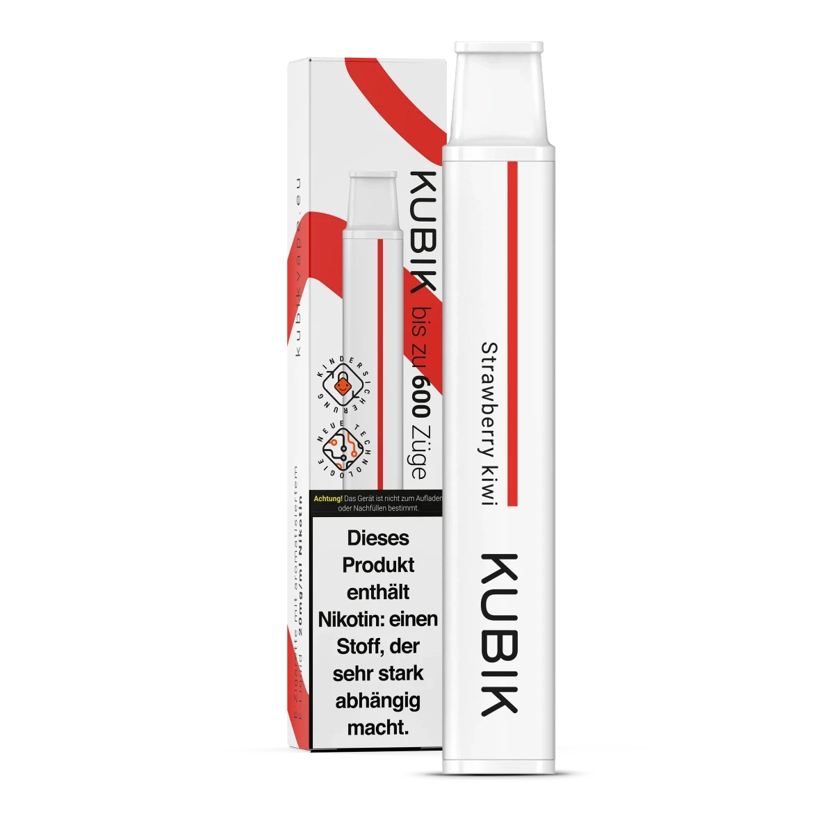 Kubik Einweg E-Zigarette in Strawberry Kiwi Geschmacksrichtung, ideal für fruchtige Vaping-Erlebnisse mit Erdbeeren und Kiwis.