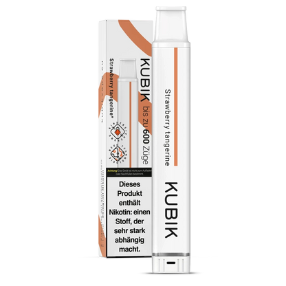 Koste die Kubik Strawberry Tangerine E-Zigarette – ein fruchtiger Mix aus Erdbeeren und Mandarinen für ein süßes Vaping-Erlebnis.