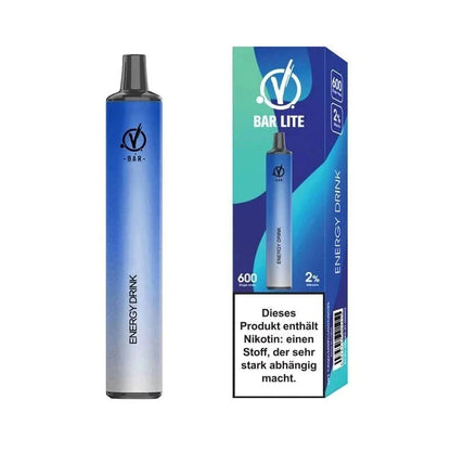 Linvo Bar Lite Einweg E-Zigarette in blau mit Geschmacksrichtung Energy Drink und Verpackung, ideal für deinen leichten Umstieg aufs Dampfen.