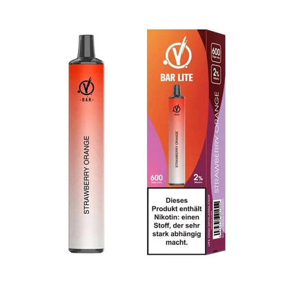 Linvo Bar Lite Einweg E-Zigarette Strawberry Orange mit Nikotinhinweis