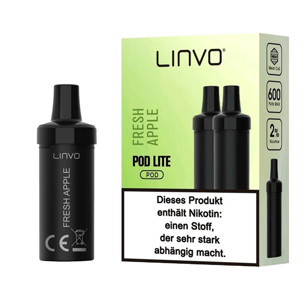 Entdecke den frischen Apfelgeschmack mit Linvo Pod Lite (2er Set). Perfekt für fruchtige und natürliche Aroma-Liebhaber.