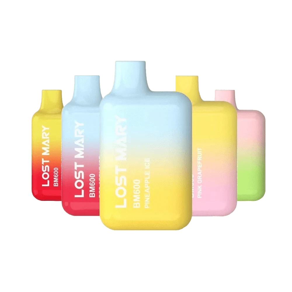 Verschiedene Lost Mary BM600 Geschmacksrichtungen für deinen Energieboost, inspiriert von beliebten Energy-Drinks.