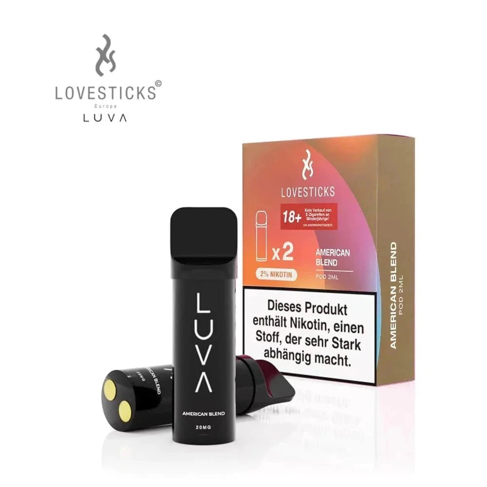Erlebe den klassischen Tabakgeschmack mit Lovesticks Luva Pods, 2er Set, American Blend. Ideal für den Umstieg aufs Vaping.