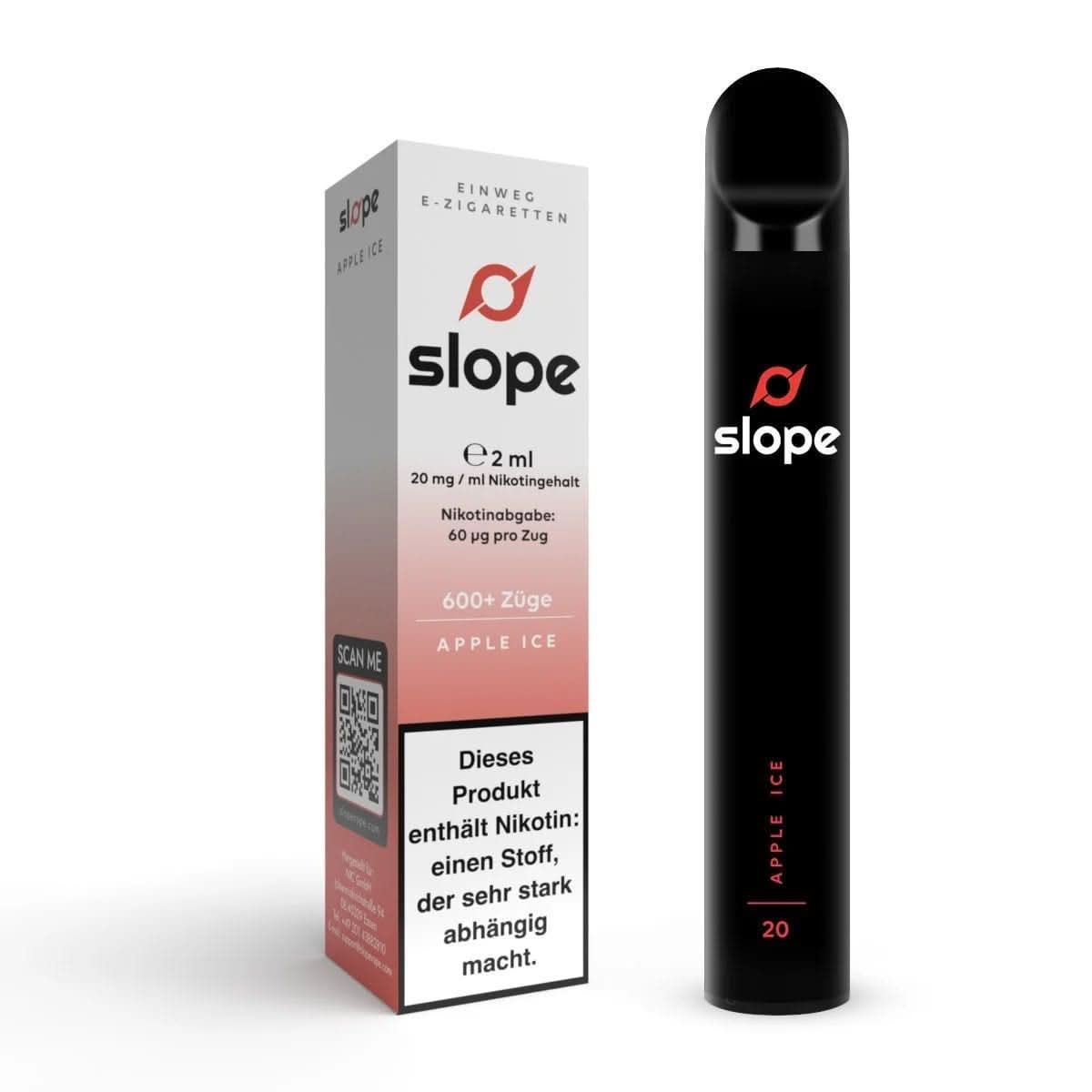 Slope Apple Ice E-Zigarette mit saftigem Apfel- und frischem Mentholgeschmack – dein belebender Begleiter für unterwegs.