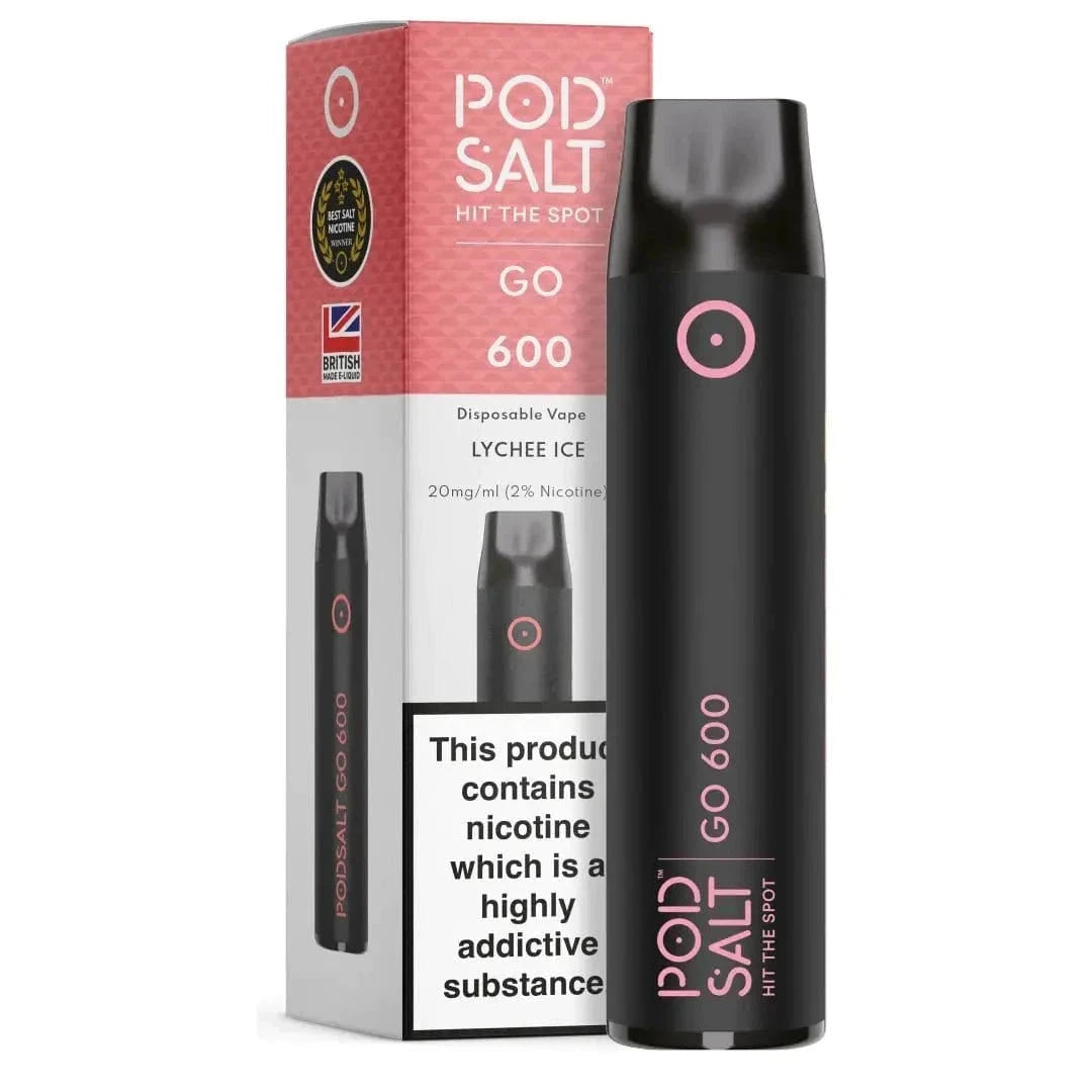 Pod Salt Go 600 - Lychee Ice (Litschi Menthol) Einweg-Vape - EAN 4262394721473 - von vape-dealer.de