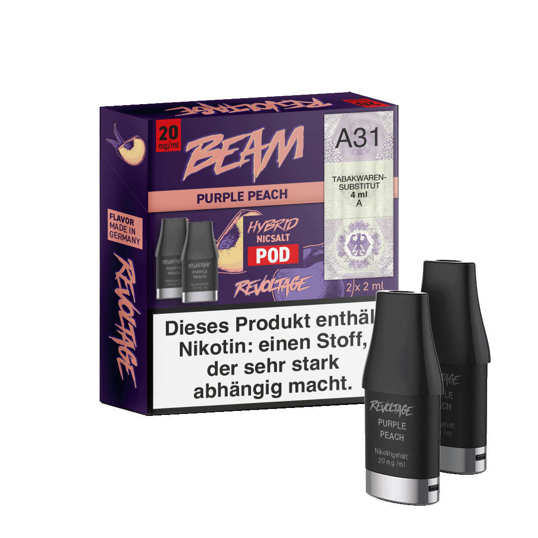 Revoltage Beam Pod (2er Set) - Purple Peach (Lila Pfirsich) Einweg Pod-System - EAN 4262369982090 - von vape-dealer.de