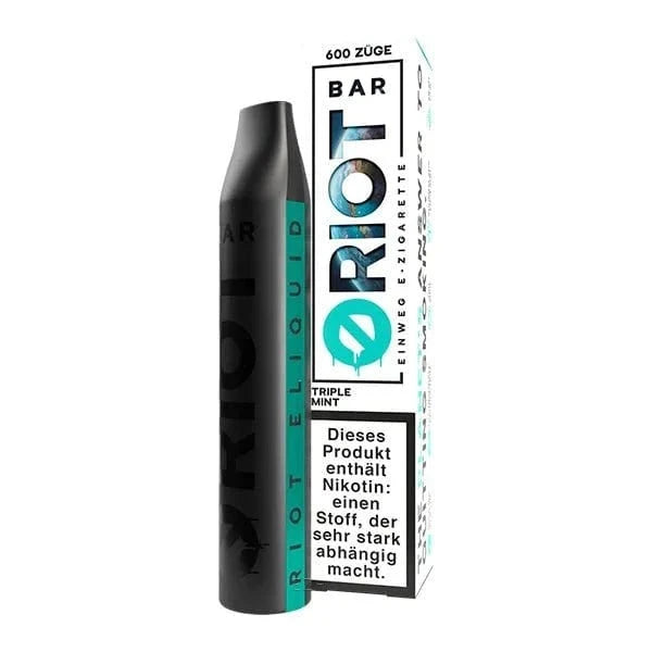 Alt Tag: Riot Bar Einweg E-Zigarette in Triple Mint - Stylischer Vape Pen für intensives Dampferlebnis, 600 Züge, Nikotin enthalten.
