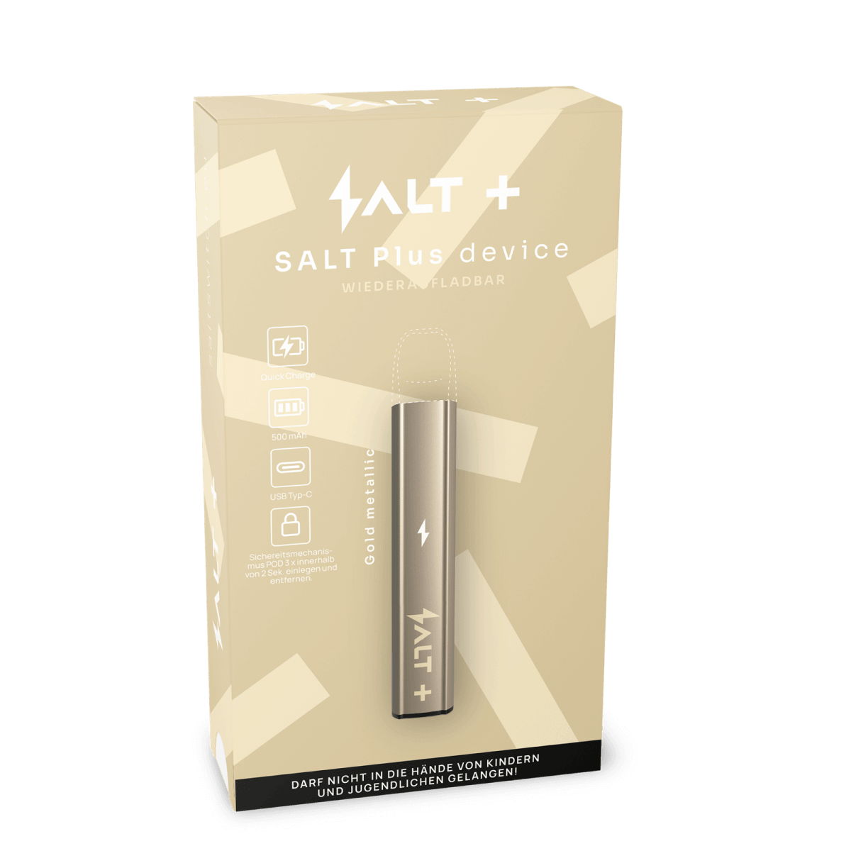 Pro Vape SALT+ Basisgerät - Gold (Gold Metallic) Einweg Pod-System - EAN FE-CRFH-ZHTW - von vape-dealer.de