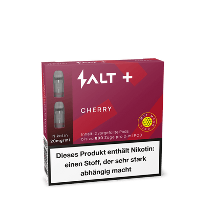 Pro Vape SALT+ Pod Kirschgeschmack, 2er Set mit intensiv fruchtigem Dampferlebnis und Mesh Coil Technologie.