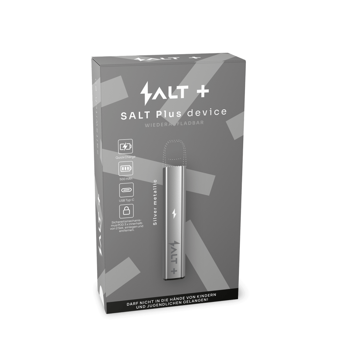 Pro Vape SALT+ Basisgerät - Silver (Silber Metallic) Einweg Pod-System - EAN 4752242019406 - von vape-dealer.de