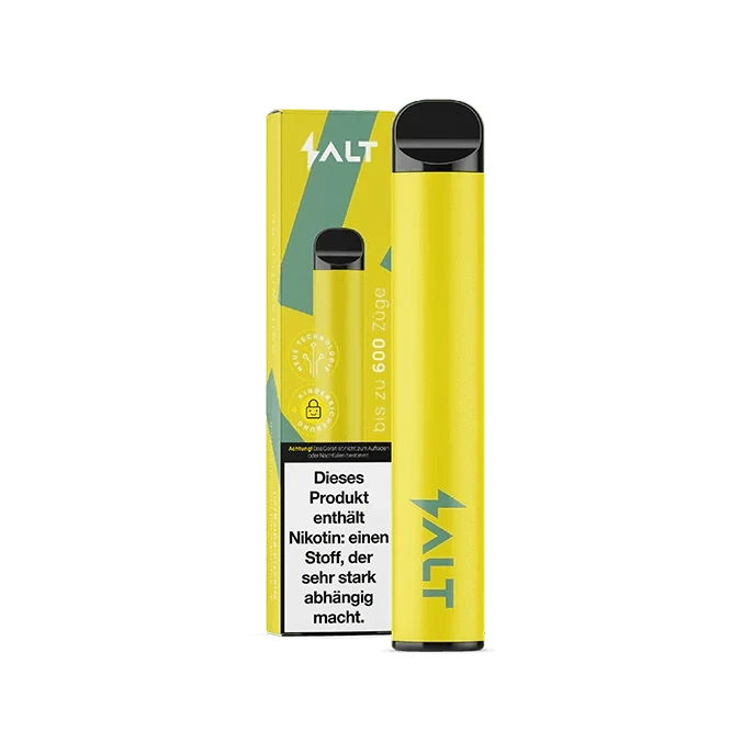 Salt Switch - Banana Ice Vape, gelb, für kühles, fruchtiges Dampfen am Strand. Entspannender Genuss überall, ohne Sorgen.