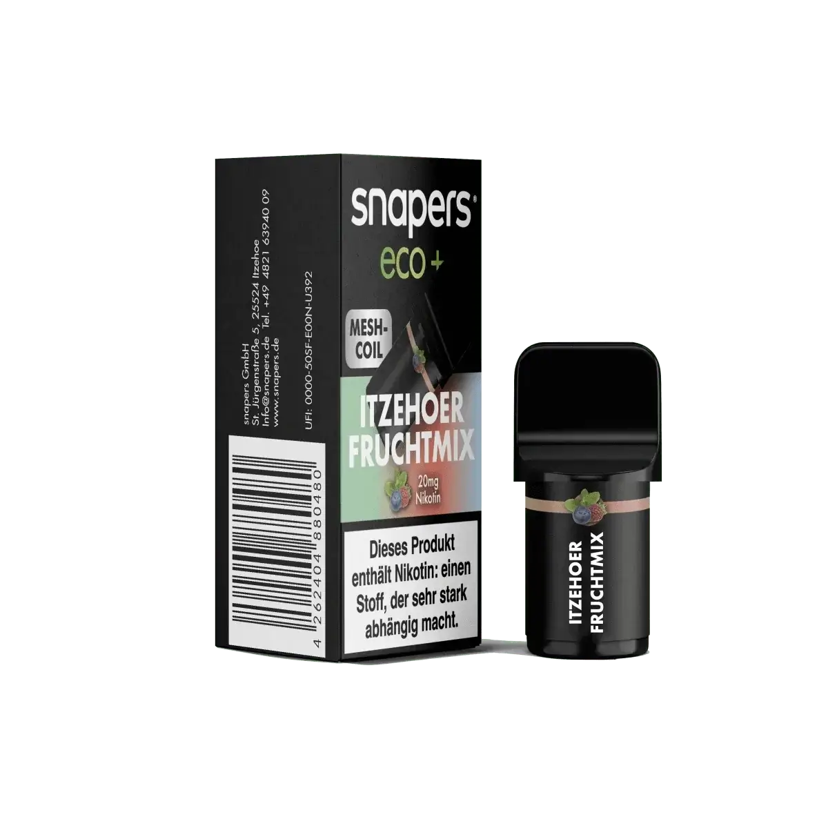 Snapers Eco+ Pod Itzehoer Fruit Mix, ein fruchtiges Erlebnis in jedem Zug, ideal für Abwechslung und bunte Geschmacksvielfalt.