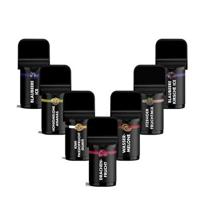 Entdecke Snapers Eco+ Pod Sorten: Blaubeere Kirsche Ice, Wassermelone, Honigmelone, Drachenfrucht und Kiwi Passionsfrucht.