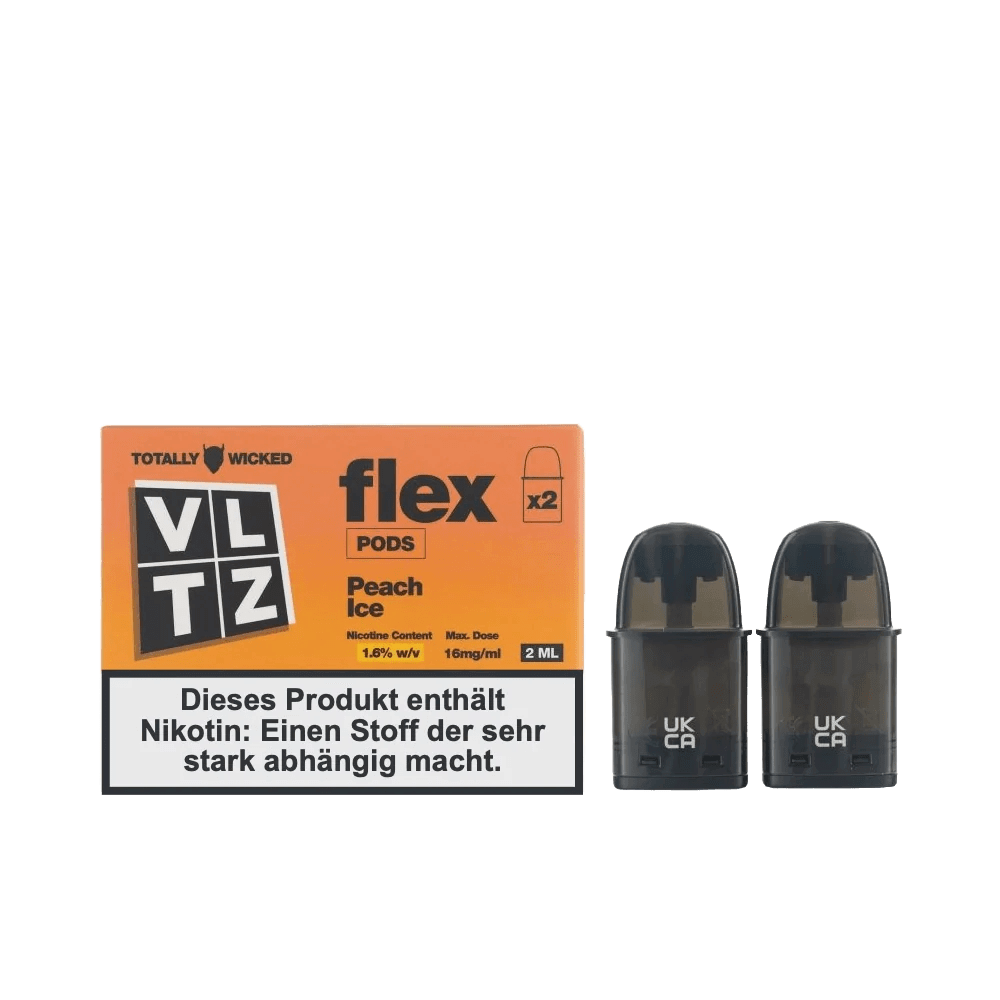 VLTZ Flex Pod 2er Set - Peach Ice mit erfrischendem Pfirsich-Menthol-Geschmack, jetzt dampffertig für deinen Genussmomente.