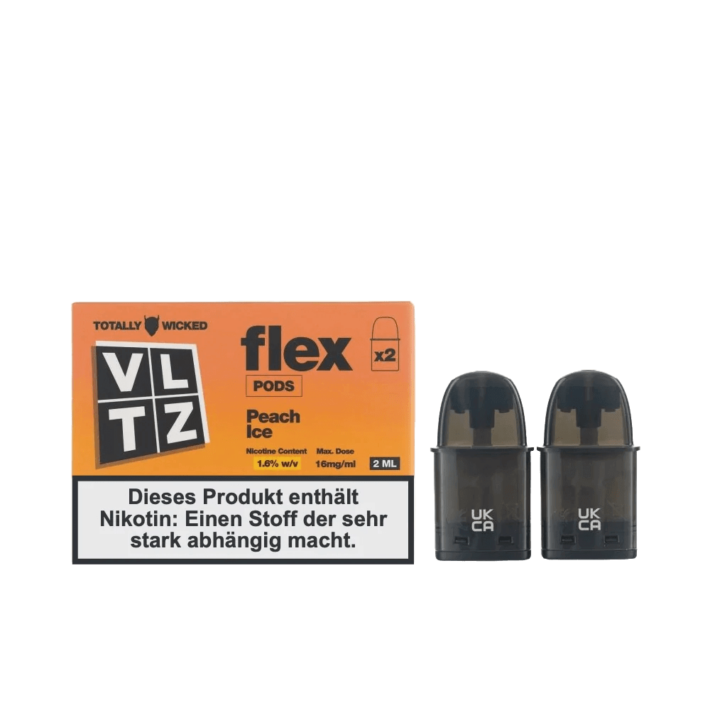 Totally Wicked VLTZ Flex Pod (2er Set) - Peach Ice (Pfirsich Menthol) Einweg Pod-System - EAN 5056236012220 - von vape-dealer.de