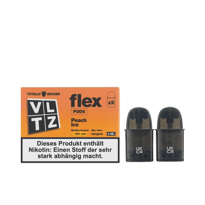 VLTZ Flex Pod 2er Set - Peach Ice mit erfrischendem Pfirsich-Menthol-Geschmack, jetzt dampffertig für deinen Genussmomente.