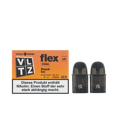 Totally Wicked VLTZ Flex Pod (2er Set) - Peach Ice (Pfirsich Menthol) Einweg Pod-System - EAN 5056236012220 - von vape-dealer.de