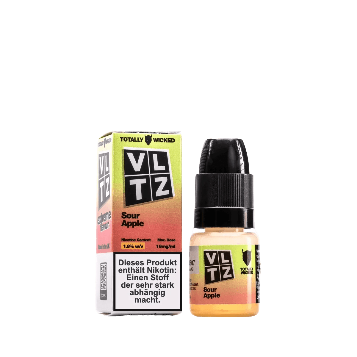 Totally Wicked VLTZ - Sour Apple (Saurer Apfel) 1.6% Nikotinsalz Liquid - EAN 5056236012824 - von vape-dealer.de