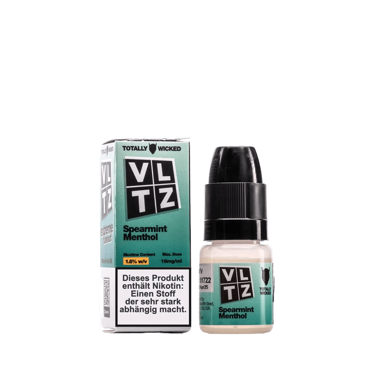 Totally Wicked VLTZ - Spearmint Menthol (Minze Menthol) 1.6% Nikotinsalz Liquid - EAN 050623016440 - von vape-dealer.de