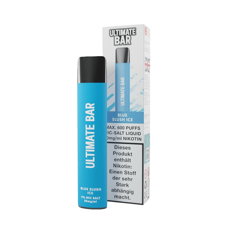 Entdecke die Ultimate Bar Blue Slush Ice mit Blaubeere, Himbeere und Menthol - perfekt für einen kühlen Geschmackskick.