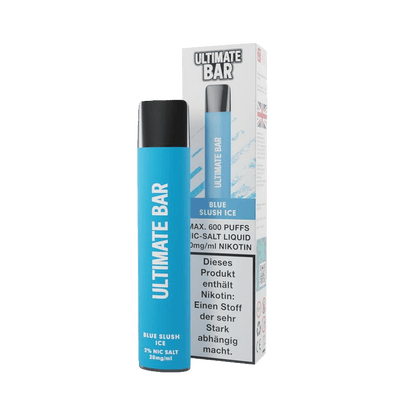 Entdecke die Ultimate Bar Blue Slush Ice mit Blaubeere, Himbeere und Menthol - perfekt für einen kühlen Geschmackskick.