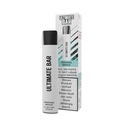 Erlebe den erfrischenden Mentholgeschmack der Ultimate Bar Menthol Breeze. Perfekt für kühle Atemzüge ohne zusätzliche Aromen.
