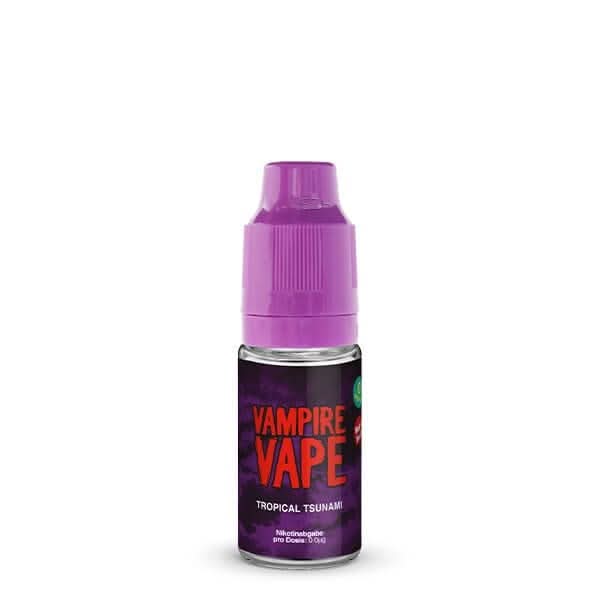 Erlebe mit Vampire Vape Tropical Tsunami den exotischen Geschmack von Mango, Ananas und Menthol in jedem Zug.
