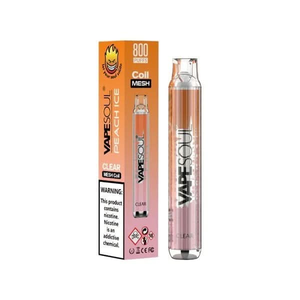 Vape Soul Clear Peach Ice E-Zigarette mit saftigem Pfirsich-Menthol-Geschmack, ideal für fruchtige Dampferlebnisse.