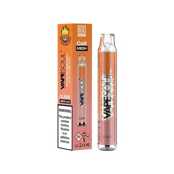 Vape Soul Clear Strawberry Ice Cream E-Zigarette mit Erdbeereisgeschmack, ideal für erfrischende, süße Dampferlebnisse.