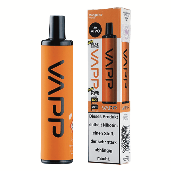 Alt Tag: Vapp 800 - Mango Ice: Erlebe tropische Mango kombiniert mit kühlendem Menthol, perfekt für deinen frischen Vaping-Genuss.