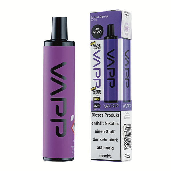 Vivo Vapp 800 - Mixed Berries (Beerenmix) Einweg-Vape - EAN 5904183118857 - von vape-dealer.de