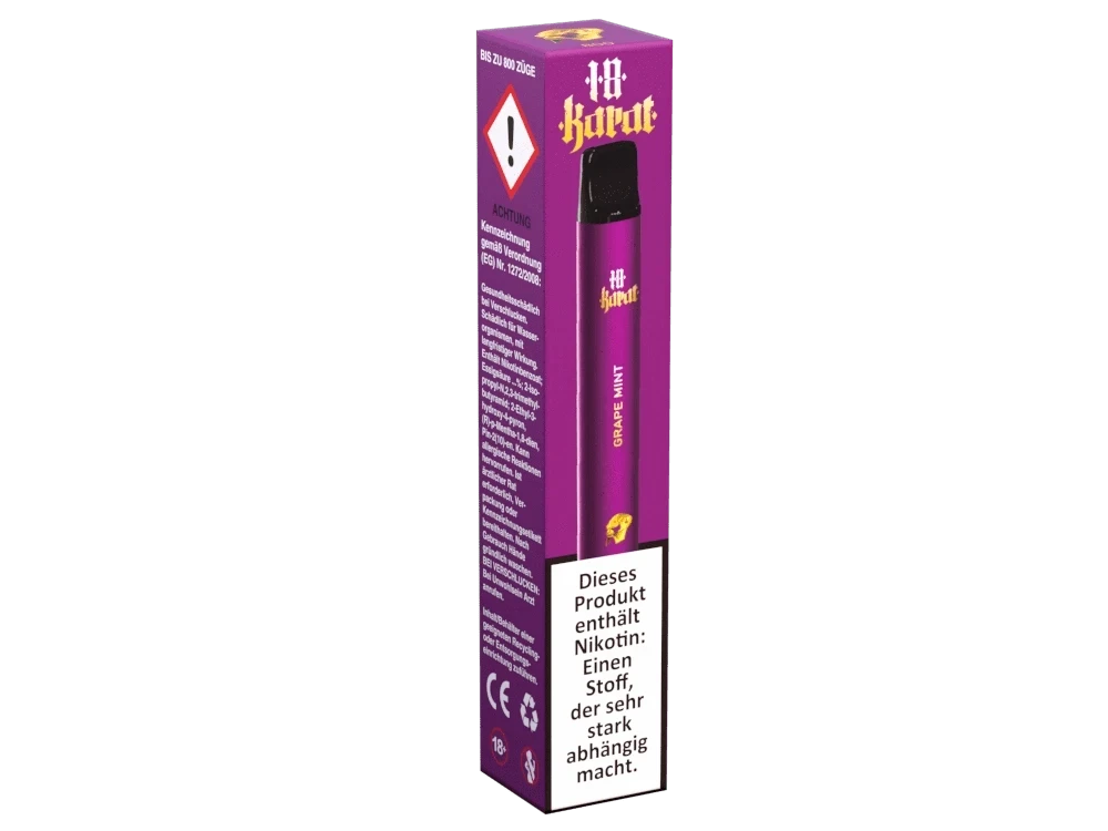 18 Karat Grape Mint E-Shisha, fruchtig und erfrischend mit Traube und Minze, lila Verpackung