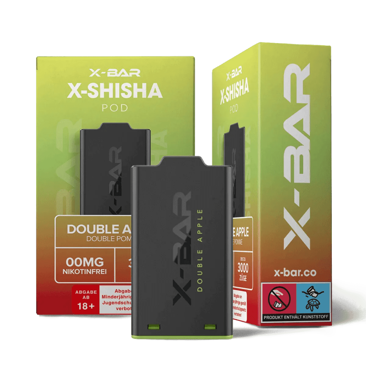 J Well X Bar Shisha Pod (1er Set) - Double Apple (Doppelapfel Anis) Einweg Pod-System - EAN 3663701033783 - von vape-dealer.de