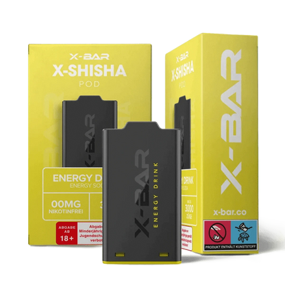 X-Bar Shisha Pod Energy Drink Set, ohne Nikotin, erfrischende Energie für deine Shisha-Runde, ab 18 Jahre.