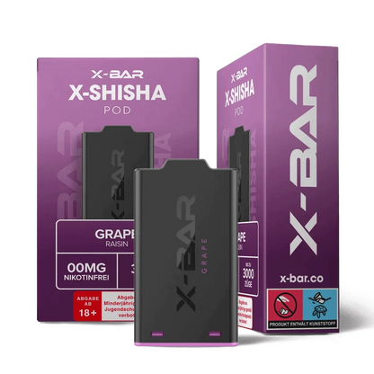 X Bar Shisha Pod Grape Traube Set – Erlebe süße und saftige Traubenaromen in entspannten Momenten. Nikotinfrei, ab 18.