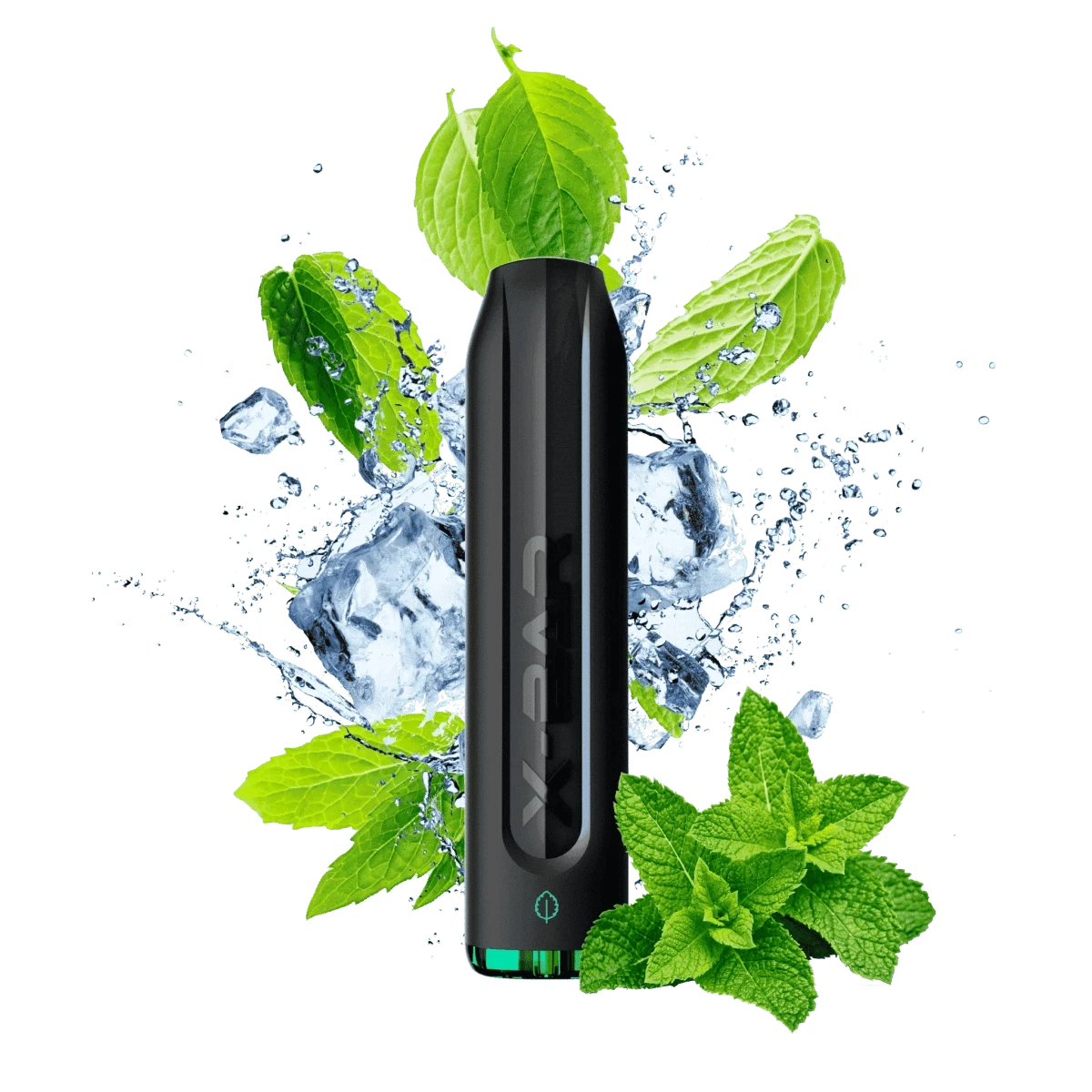 X-Bar 650 Vape Pen mit Minzblättern und Eiswürfeln im Hintergrund | Perfekt für unterwegs | Leicht und kompakt