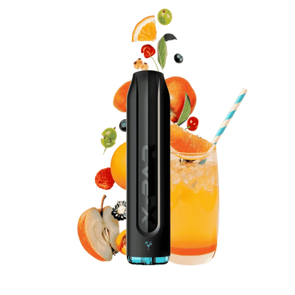X-Bar 650 Vape Pen neben fruchtigem Cocktail und Früchten – Dein perfekter Begleiter, entdecke die Vielfalt der Aromen.